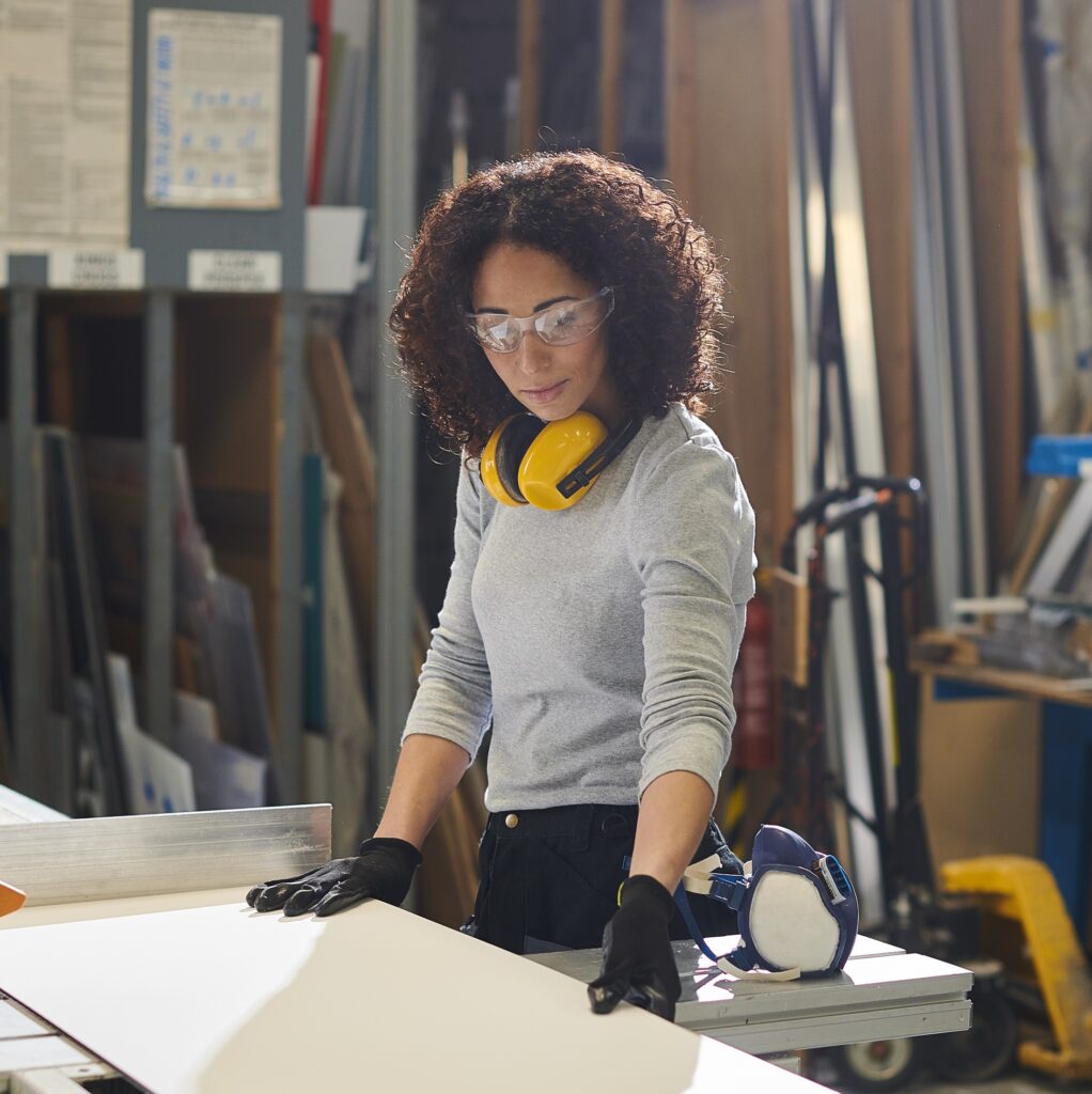 female carpenter in the workshop